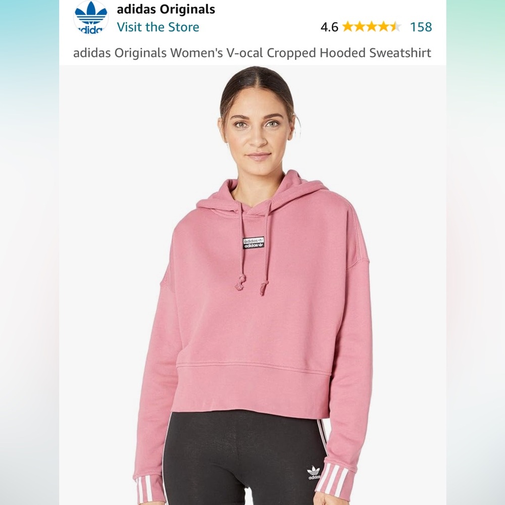 Pink Adidas Cropped Sweatshirt